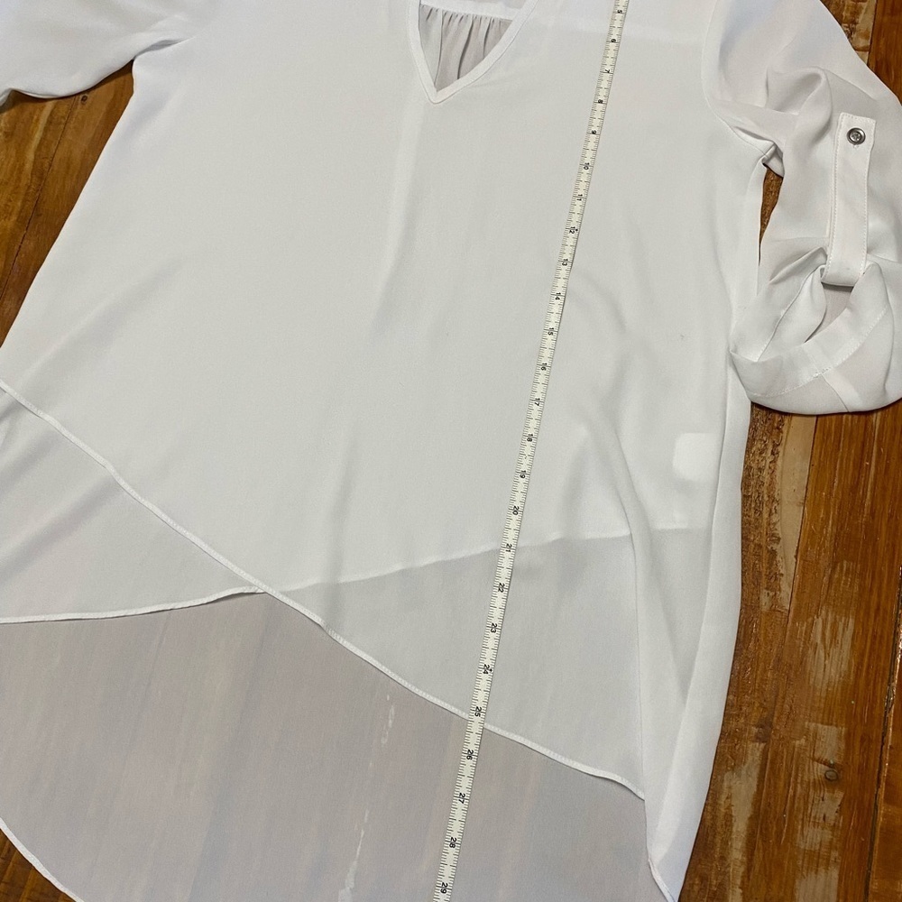 White sheer chiffon blouse 3/4 sleeve - Picture 7 of 7